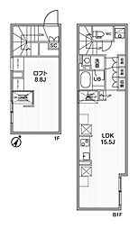 ASTILE幡ヶ谷 1階ワンルームの間取り