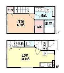 ジオコート上赤江　Ａ棟 1階1LDKの間取り