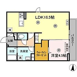 D-ROOM長浜 3階1LDKの間取り