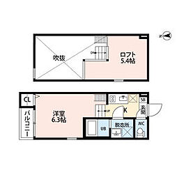IMPERIAL　RESIDENCE　八王寺 2階1Kの間取り