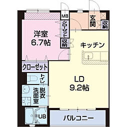 Plaisir　C 2階1LDKの間取り