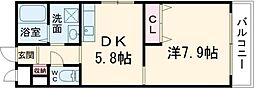 ノイシュヴァン朝霧山手 1DKの間取図画像
