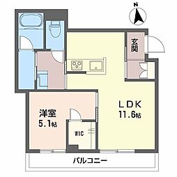 リベル松縄 2階1LDKの間取り