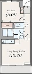 ソレアード 1LDKの間取図画像