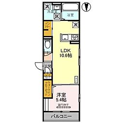 D-Grande布瀬 1階1LDKの間取り