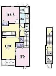 プリムローズA 2LDKの間取図画像