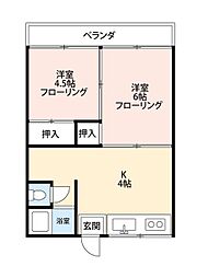 総和ハイツ9 2Kの間取図画像