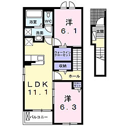 グレース・カーサ 2番館 A 2LDKの間取図画像