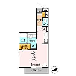 つくばエクスプレス 八潮駅 徒歩5分の賃貸アパート 3階ワンルームの間取り