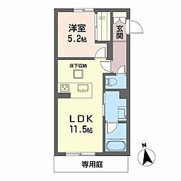 Carrefour菊陽 1LDKの間取図画像