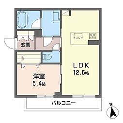 Carrefour菊陽 1LDKの間取図画像