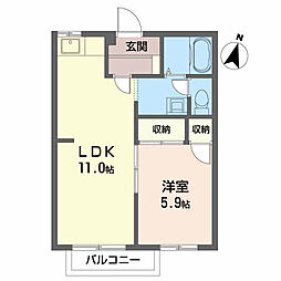 プライムハウス　Ｂ 1階1LDKの間取り