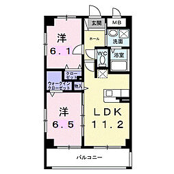 インテグラル我如古 5階2LDKの間取り