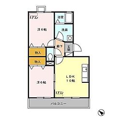 ベイコート 2階2LDKの間取り