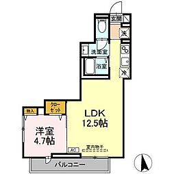 スピアナート北石堂 3階1LDKの間取り