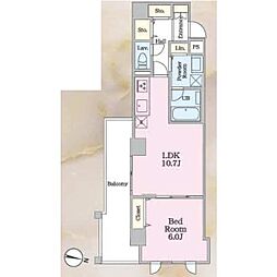 アロー東海神　37番館 5階1LDKの間取り