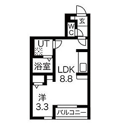 仙台市地下鉄東西線 八木山動物公園駅 徒歩7分の賃貸アパート 1階ワンルームの間取り