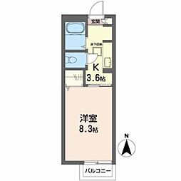 マーベラスＴ 1階1Kの間取り