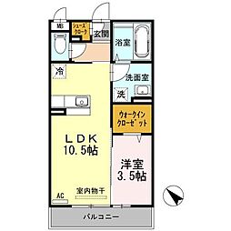 D-room五福 2階1LDKの間取り