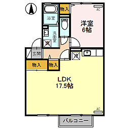 ラ・ベルフォンテーヌB 1LDKの間取図画像