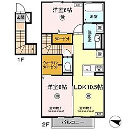 プレジール 2階2LDKの間取り