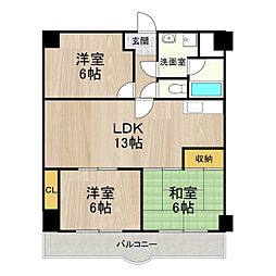 フェルザ長田 2LDKの間取図画像