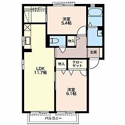 フルールサクラA 2LDKの間取図画像