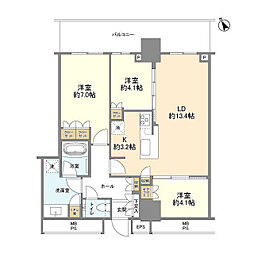 JR埼京線 十条駅 徒歩2分の賃貸マンション 31階3LDKの間取り