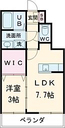 ヴァンクレールA棟 1LDKの間取図画像