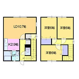 ボヌール福住3 3LDKの間取図画像