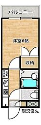 コーポ丸山II 2階1Kの間取り