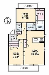 エメラルドパレス 2階2LDKの間取り