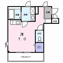 ミニヨン・メゾン・Y ワンルームの間取図画像