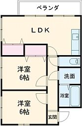 サンライズ白石 2階2LDKの間取り
