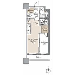 レジディア仙台北四番丁プレイス 3階1LDKの間取り