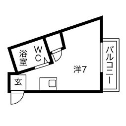 ユニバーサル島田 ワンルームの間取図画像