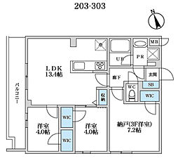 S-RESIDENCE富士見ヶ丘afford 3階3LDKの間取り