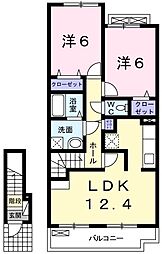 ボヌール・アヴニール　I 2階2LDKの間取り