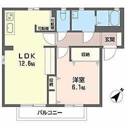 JR信越本線 見附駅 徒歩22分の賃貸アパート 1階1LDKの間取り