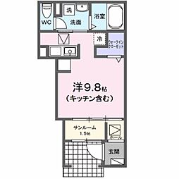 レジデンス　ＫＩＤＡ−Ｃ 1階ワンルームの間取り