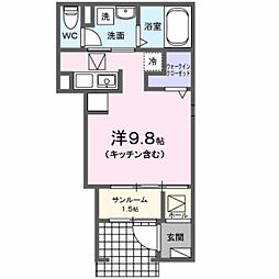 レジデンス　ＫＩＤＡ−Ｃ 1階ワンルームの間取り