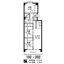メゾン島田 2階3LDKの間取り
