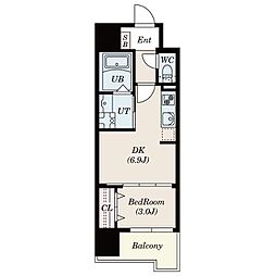 S-RESIDENCE六ツ門abreastII 6階1DKの間取り