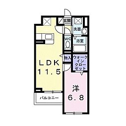 アンソレイユ 2階1LDKの間取り