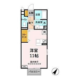 ベルテ 2階ワンルームの間取り