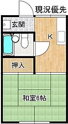 コーポ川津 2階1DKの間取り