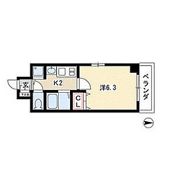 プレサンス久屋大通公園サウス 1Kの間取図画像