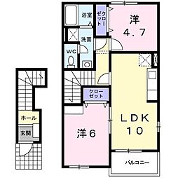アップヴィレッジＡ 2階2LDKの間取り