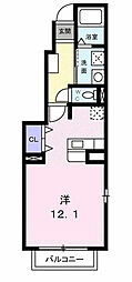 ウエストイリーデ2 ワンルームの間取図画像