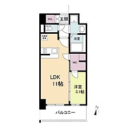 Osaka Metro千日前線 野田阪神駅 徒歩3分の賃貸マンション 9階1LDKの間取り